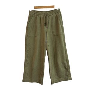 Athleta Farallon Heathered Wide Crop Pants Womens‎ sz 4 Olive Green Wide Leg